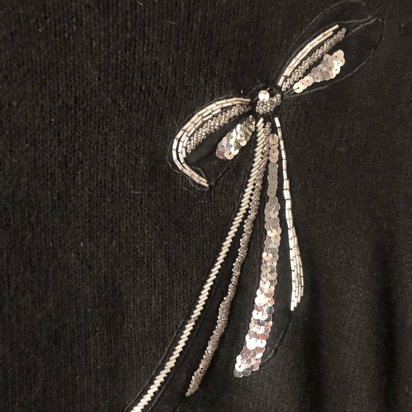 Inspiration Brand Silk & Angora SZ Large Black sequin detailed Black Cap sleeve - Picture 5 of 16